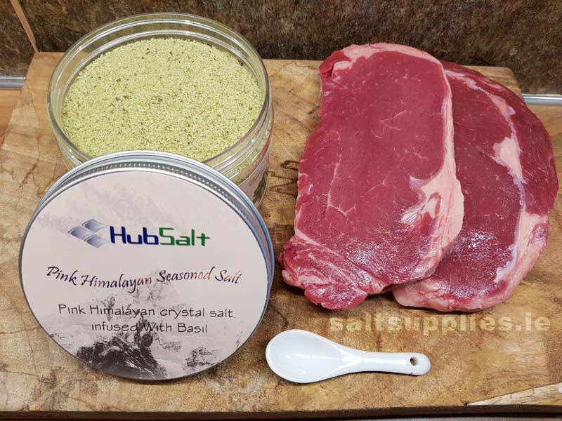 Salt Supplies Ireland; Pink Himalayan salt infused with basil